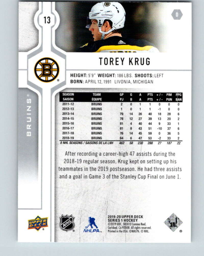 2019-20 Upper Deck #13 Torey Krug Mint Boston Bruins