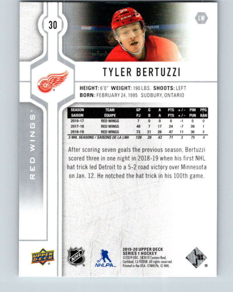 2019-20 Upper Deck #30 Tyler Bertuzzi Mint Detroit Red Wings