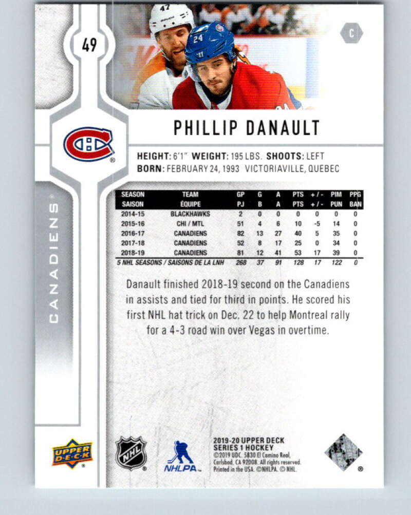 2019-20 Upper Deck #49 Phillip Danault Mint Montreal Canadiens