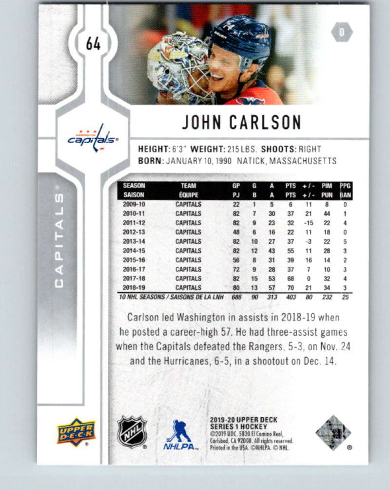 2019-20 Upper Deck #64 John Carlson Mint Washington Capitals  Image 2