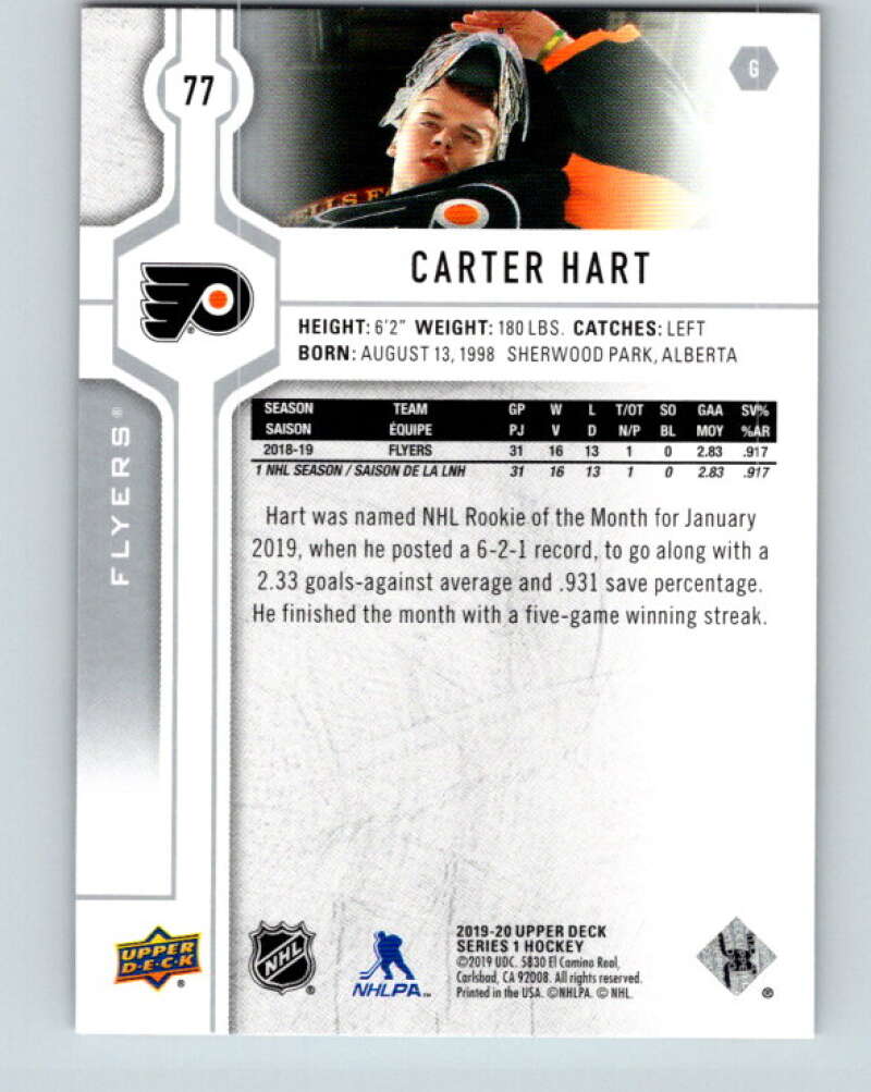2019-20 Upper Deck #77 Carter Hart Mint Philadelphia Flyers