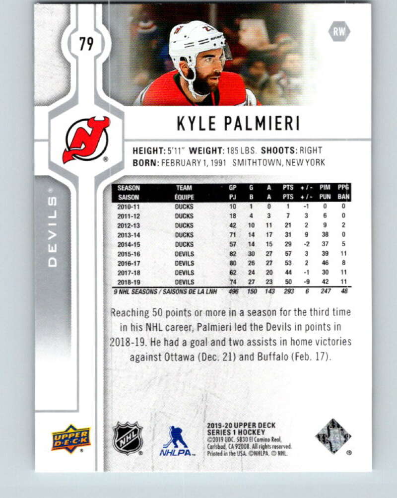 2019-20 Upper Deck #79 Kyle Palmieri Mint New Jersey Devils