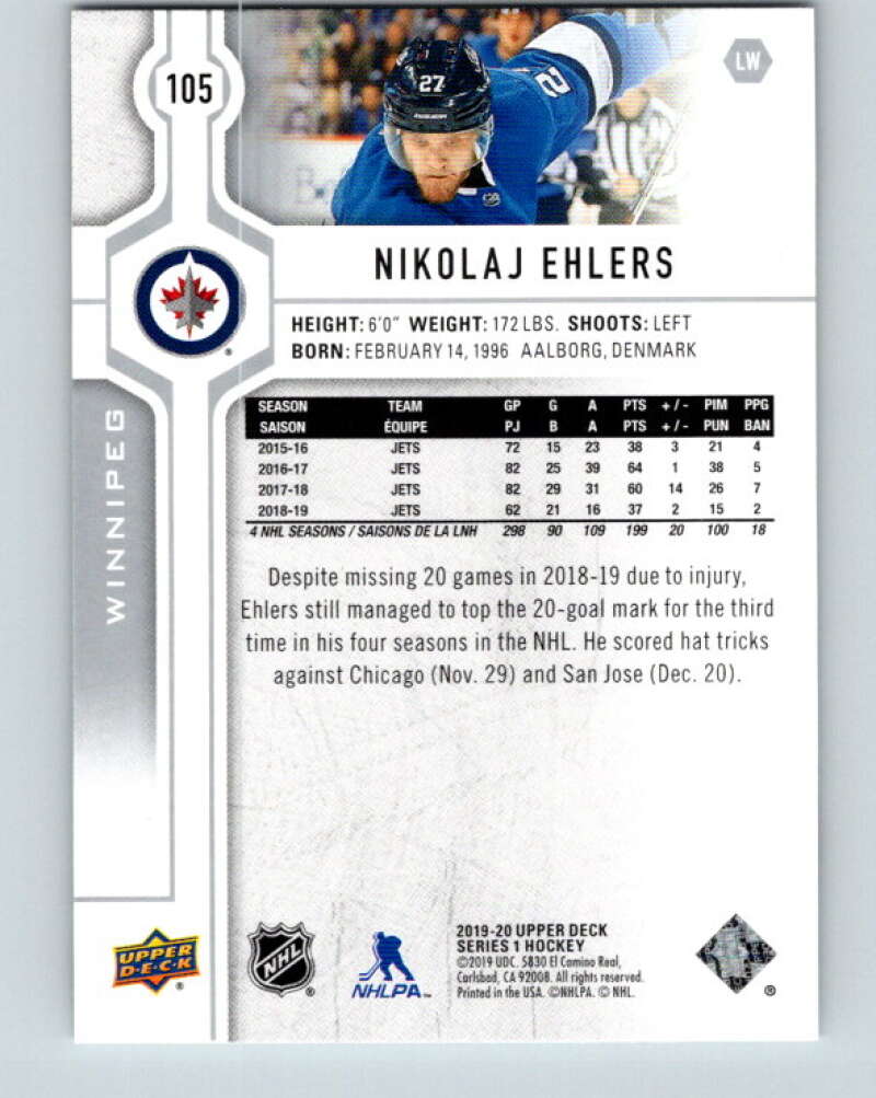 2019-20 Upper Deck #105 Nikolaj Ehlers Mint Winnipeg Jets