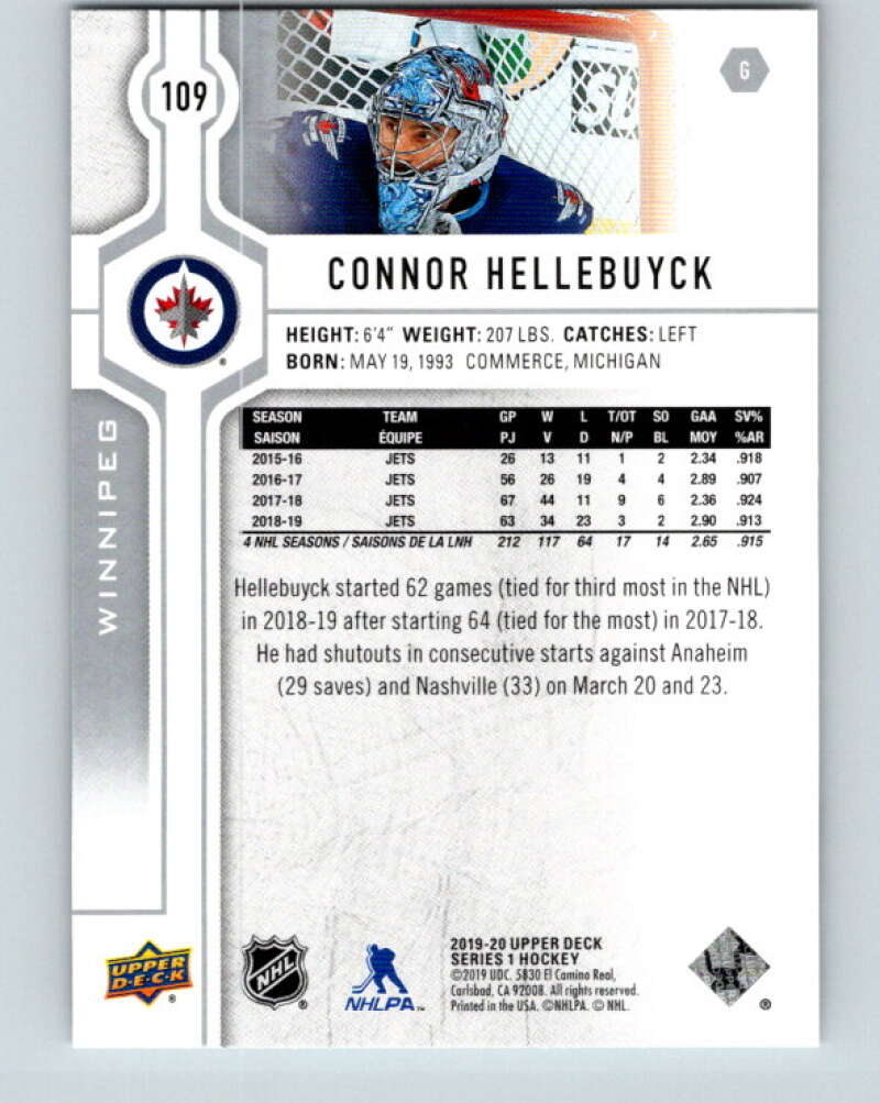 2019-20 Upper Deck #109 Connor Hellebuyck Mint Winnipeg Jets