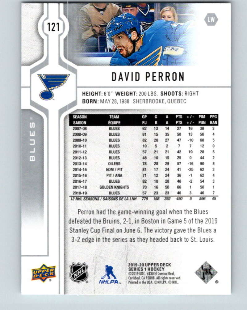 2019-20 Upper Deck #121 David Perron Mint St. Louis Blues