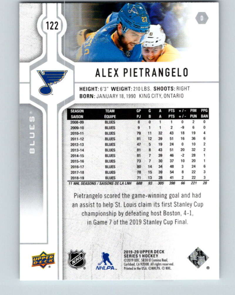 2019-20 Upper Deck #122 Alex Pietrangelo Mint St. Louis Blues  Image 2
