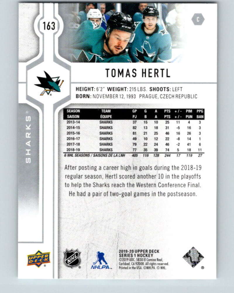 2019-20 Upper Deck #163 Tomas Hertl Mint San Jose Sharks  Image 2