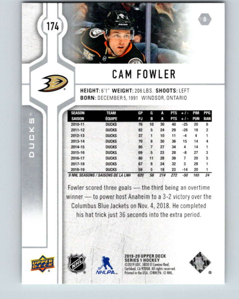 2019-20 Upper Deck #174 Cam Fowler Mint Anaheim Ducks