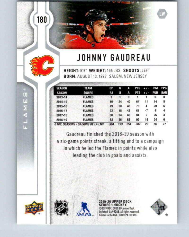 2019-20 Upper Deck #180 Johnny Gaudreau Mint Calgary Flames  Image 2
