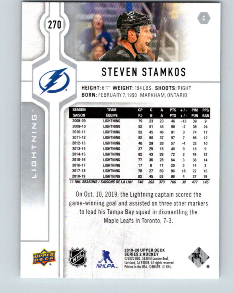 2019-20 Upper Deck #270 Steven Stamkos Mint Tampa Bay Lightning