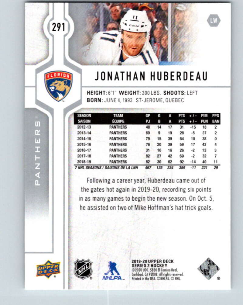 2019-20 Upper Deck #291 Jonathan Huberdeau Mint Florida Panthers