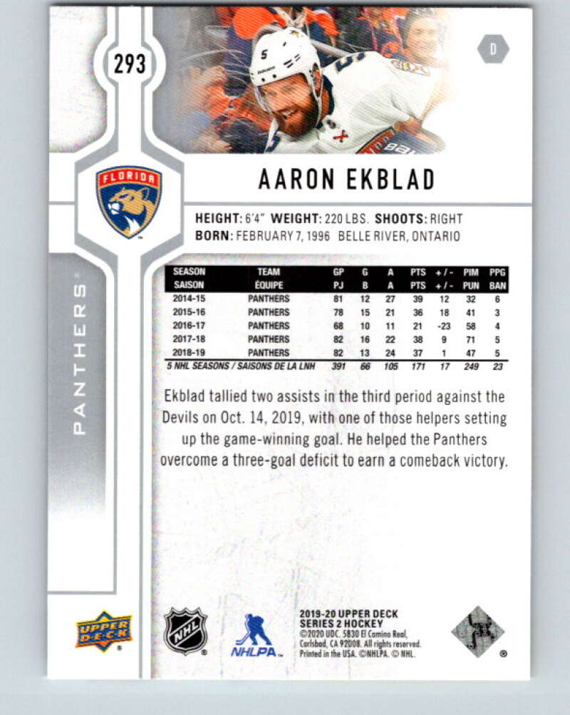2019-20 Upper Deck #293 Aaron Ekblad Mint Florida Panthers  Image 2