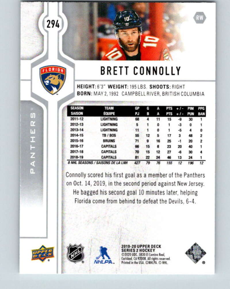 2019-20 Upper Deck #294 Brett Connolly Mint Florida Panthers  Image 2