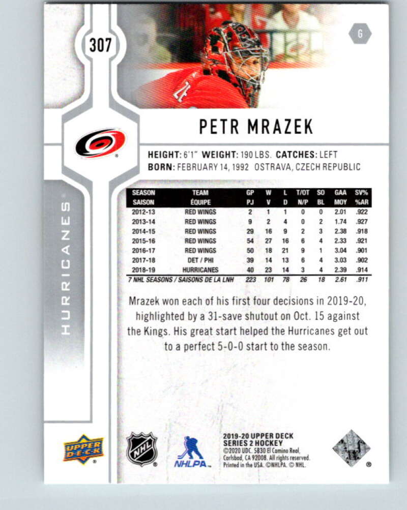 2019-20 Upper Deck #307 Petr Mrazek Mint Carolina Hurricanes