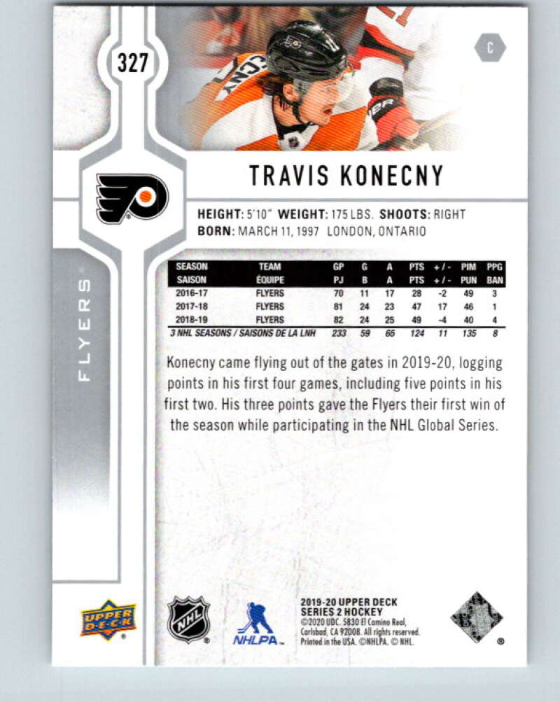 2019-20 Upper Deck #327 Travis Konecny Mint Philadelphia Flyers  Image 2