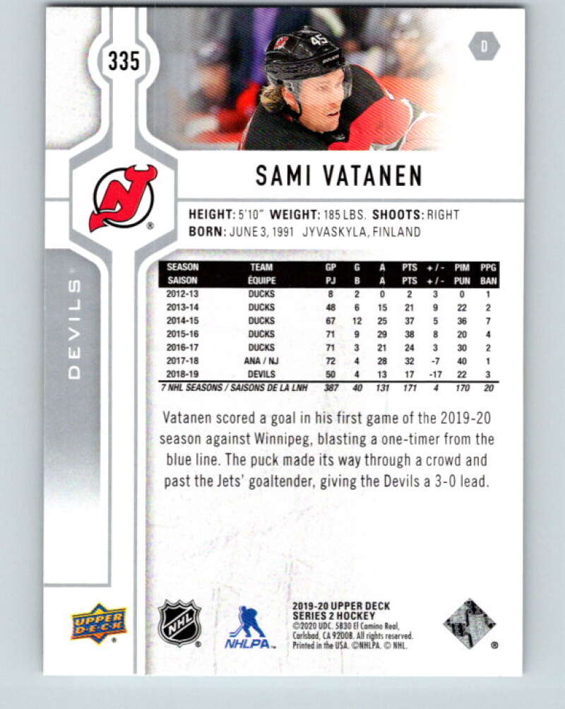 2019-20 Upper Deck #335 Sami Vatanen Mint New Jersey Devils  Image 2