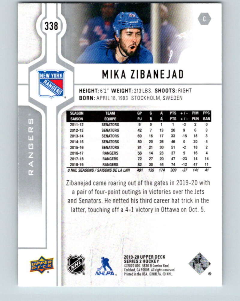 2019-20 Upper Deck #338 Mika Zibanejad Mint New York Rangers