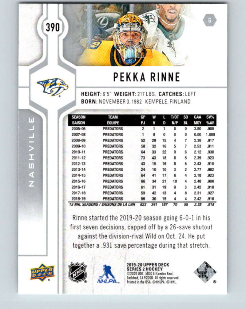 2019-20 Upper Deck #390 Pekka Rinne Mint Nashville Predators  Image 2