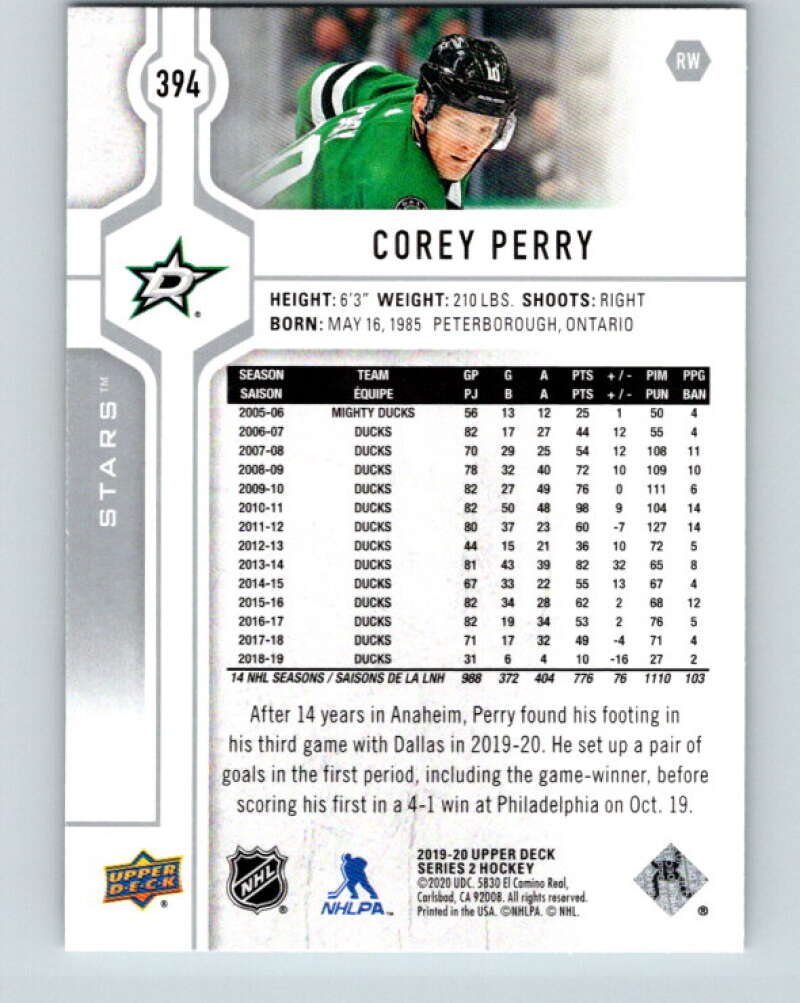 2019-20 Upper Deck #394 Corey Perry Mint Dallas Stars