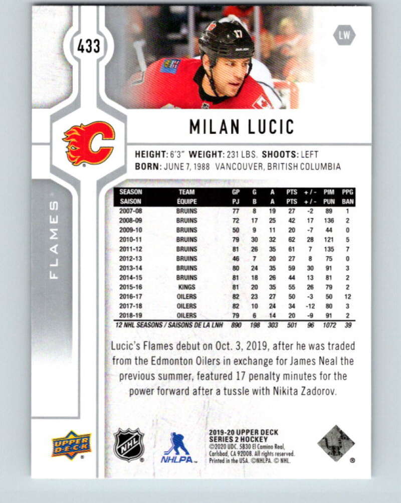2019-20 Upper Deck #433 Milan Lucic Mint Calgary Flames  Image 2