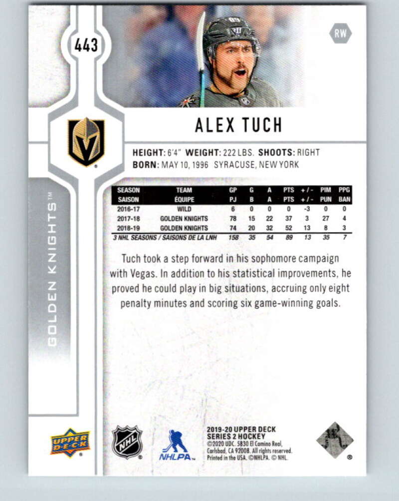 2019-20 Upper Deck #443 Alex Tuch Mint Vegas Golden Knights  Image 2