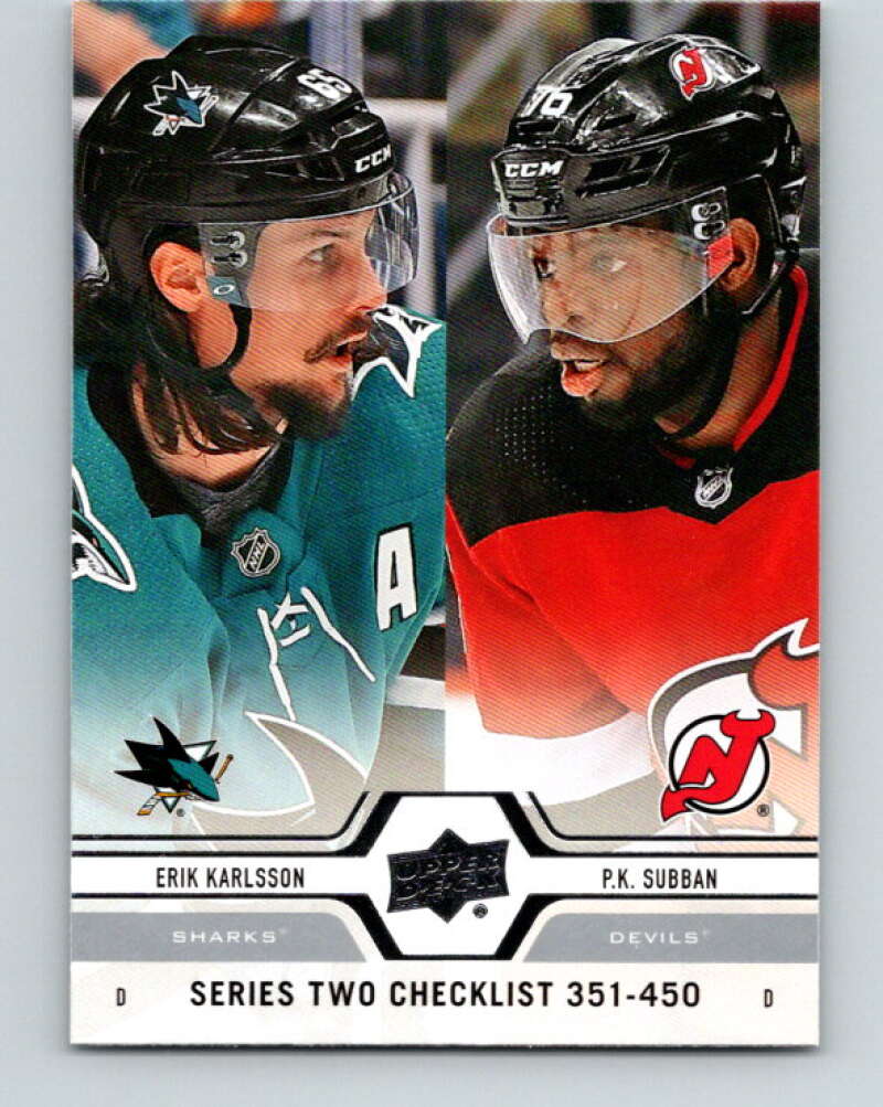 2019-20 Upper Deck #450 Erik Karlsson/P.K. Subban CL Mint San Jose Sharks/New Jersey Devils  Image 1