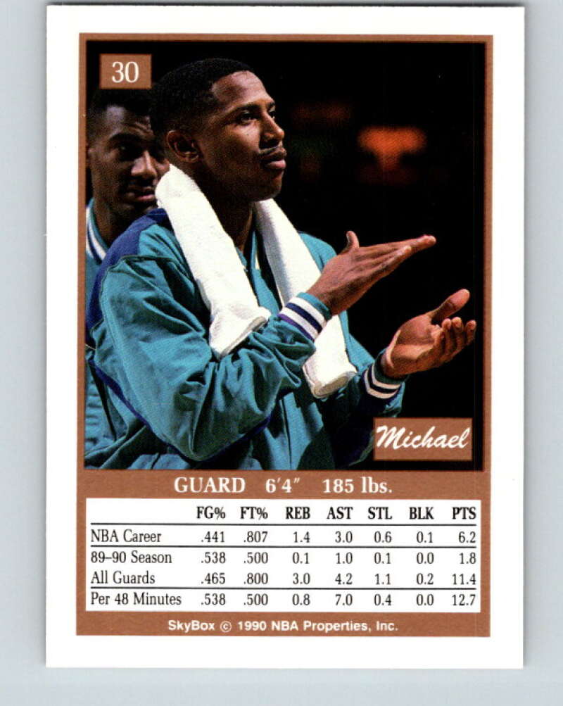 1990-91 SkyBox #30 Michael Holton Mint SP Charlotte Hornets  Image 2