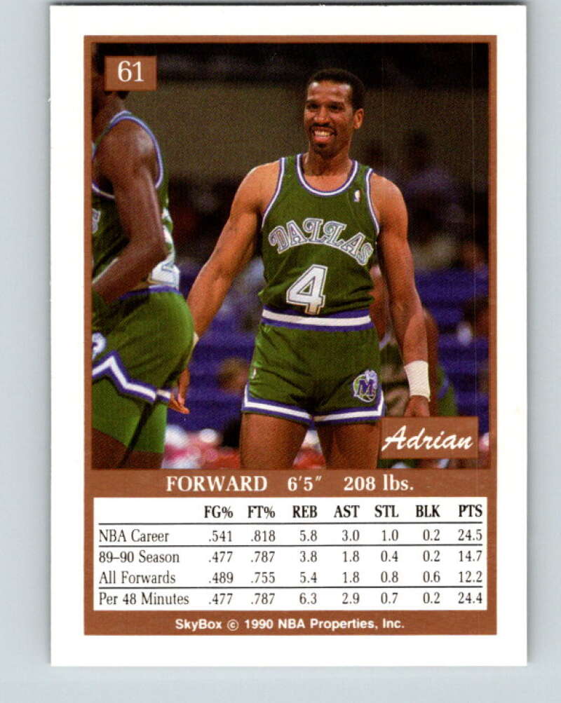 1990-91 SkyBox #61 Adrian Dantley Mint SP Dallas Mavericks  Image 2