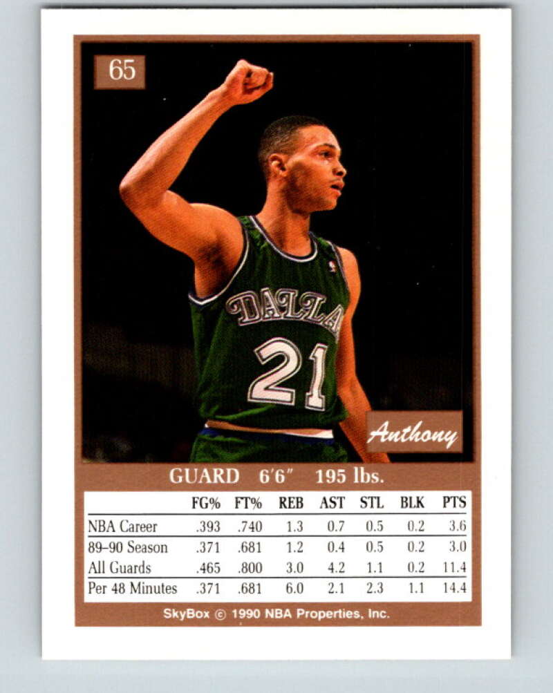 1990-91 SkyBox #65 Anthony Jones Mint SP Dallas Mavericks  Image 2