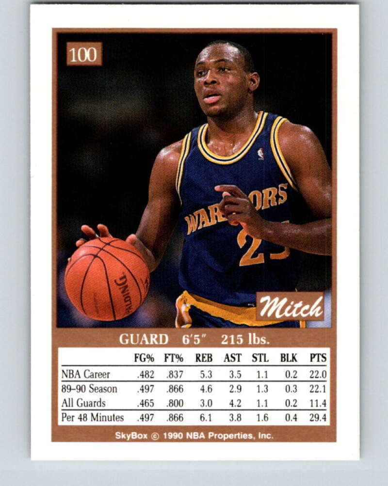 1990-91 SkyBox #100 Mitch Richmond Mint Golden State Warriors  Image 2