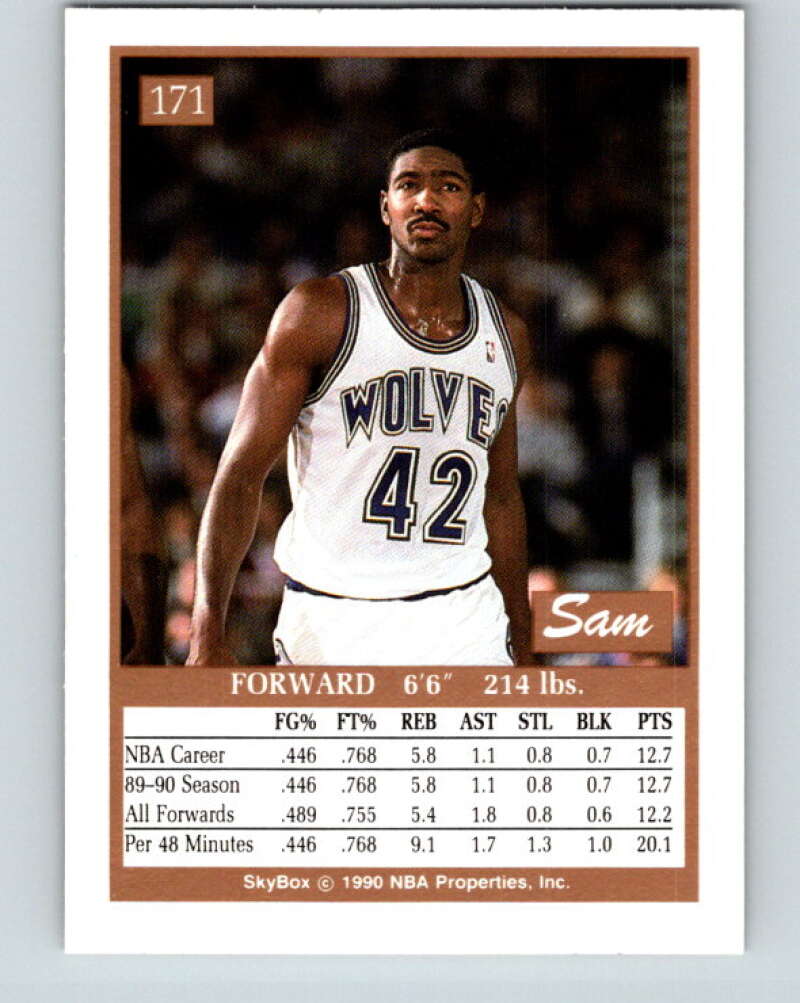 1990-91 SkyBox #171 Sam Mitchell Mint RC Rookie Minnesota Timberwolves  Image 2