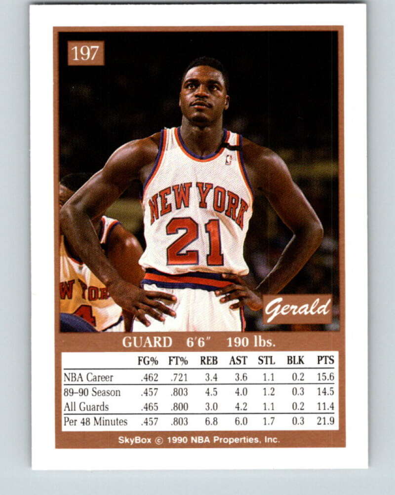 1990-91 SkyBox #197 Gerald Wilkins Mint New York Knicks  Image 2