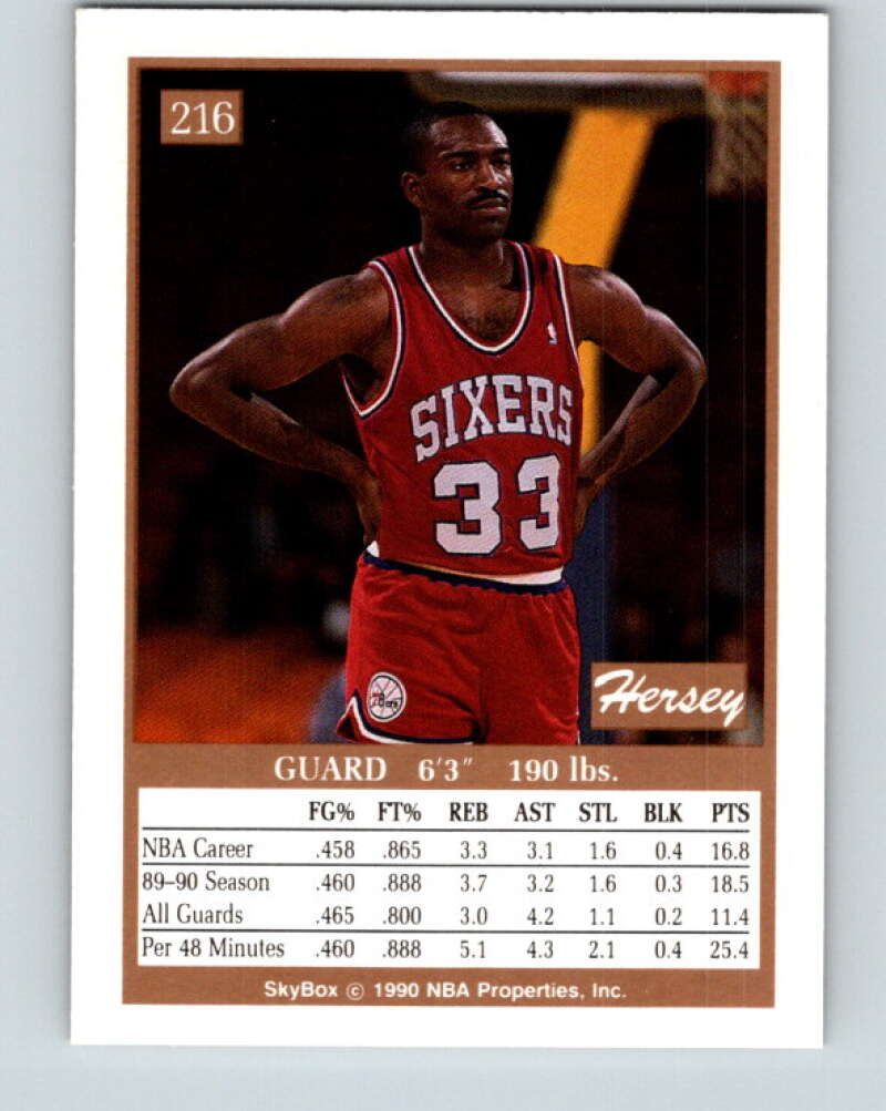 1990-91 SkyBox #216 Hersey Hawkins Mint Philadelphia 76ers  Image 2