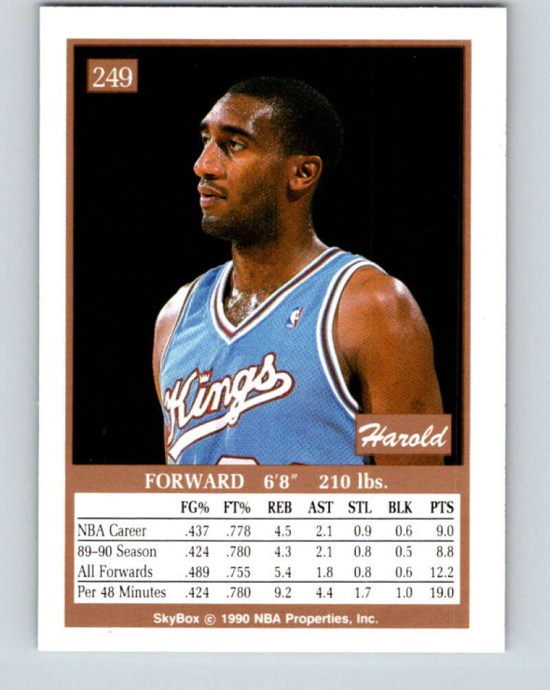 1990-91 SkyBox #249 Harold Pressley Mint SP Sacramento Kings  Image 2