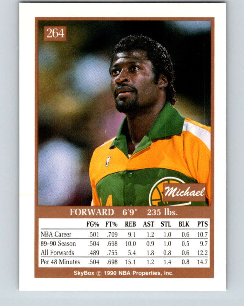 1990-91 SkyBox #264 Michael Cage Mint Seattle SuperSonics  Image 2