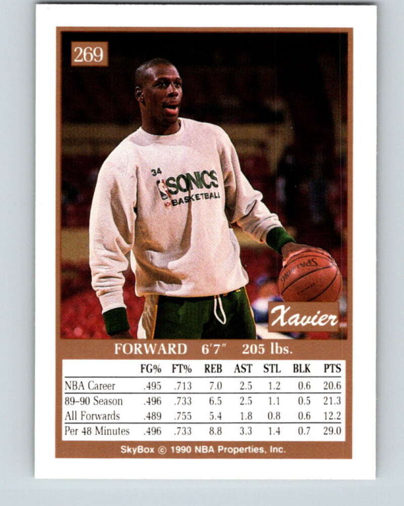 1990-91 SkyBox #269 Xavier McDaniel Mint Seattle SuperSonics  Image 2