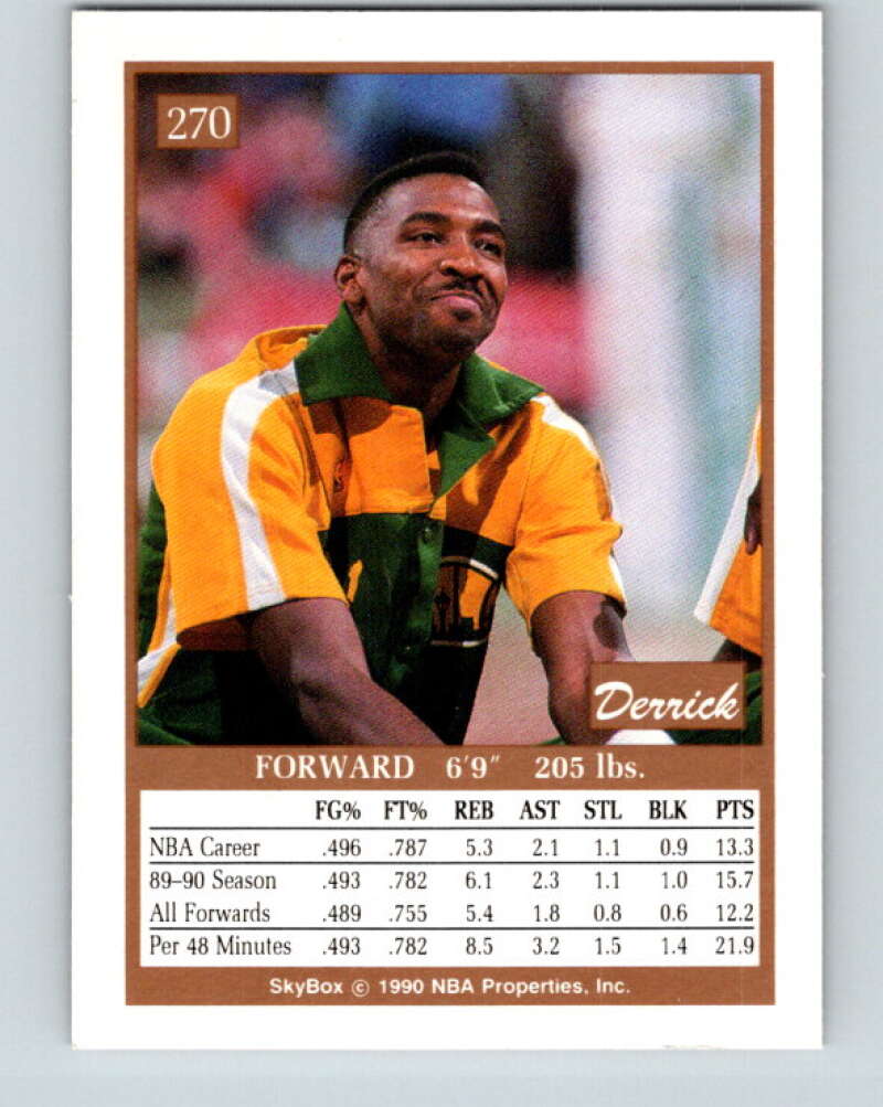 1990-91 SkyBox #270 Derrick McKey Mint Seattle SuperSonics  Image 2