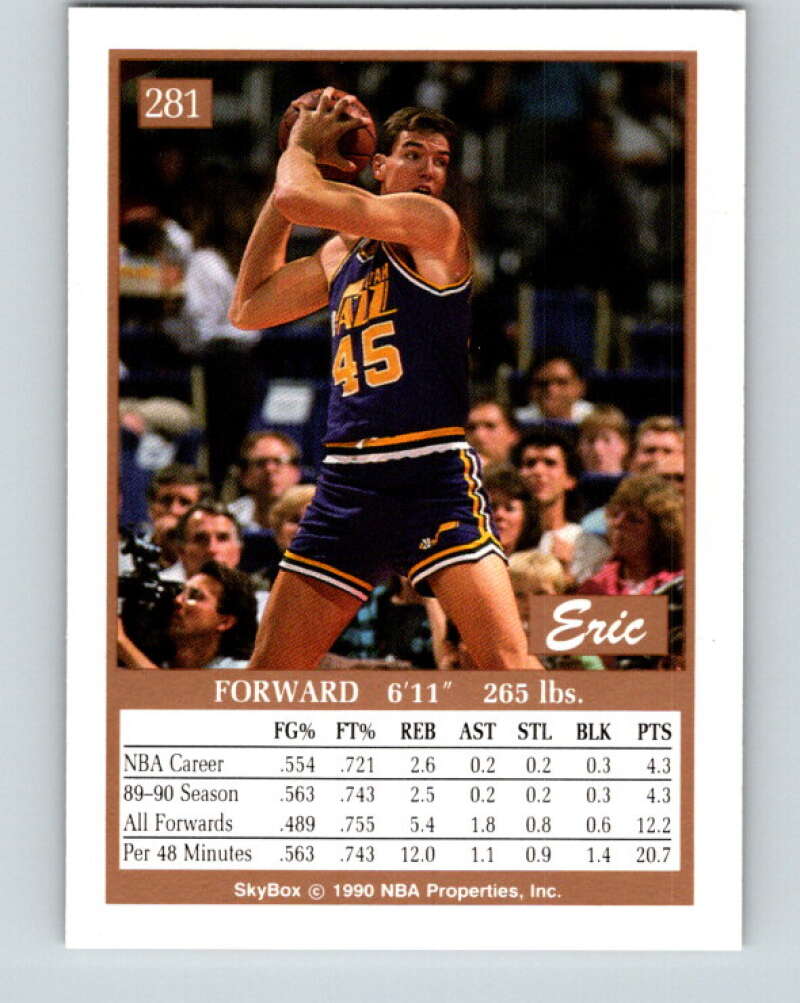 1990-91 SkyBox #281 Eric Leckner Mint SP Utah Jazz  Image 2