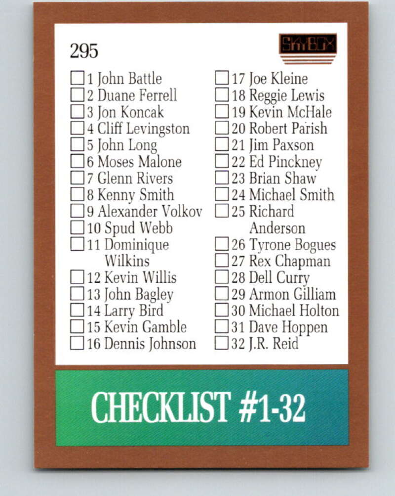 1990-91 SkyBox #295 Checklist 1 Mint SP  Image 1