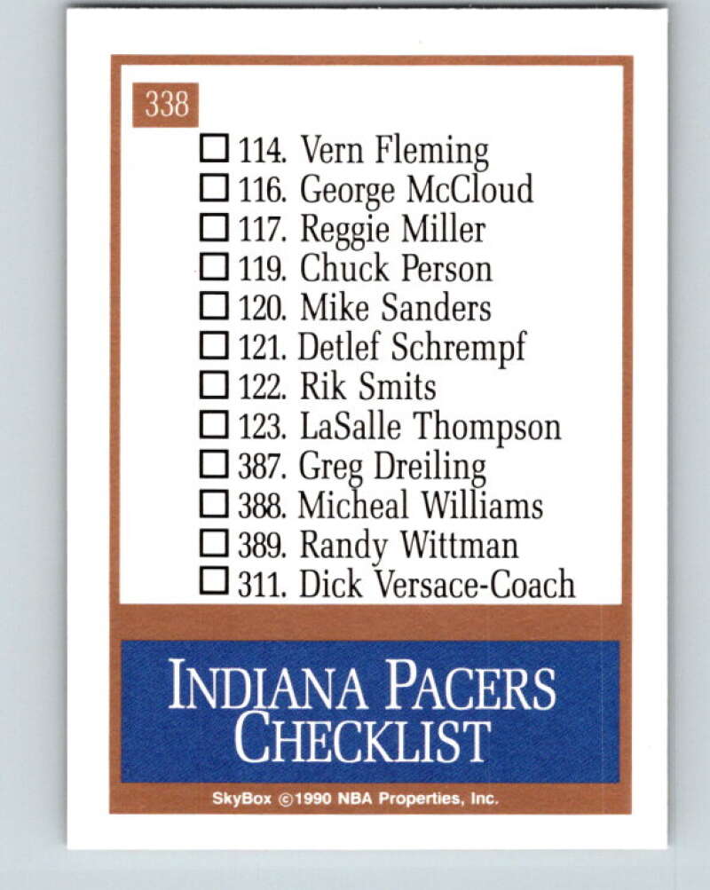 1990-91 SkyBox #338 Indiana Pacers TC Mint Indiana Pacers  Image 2