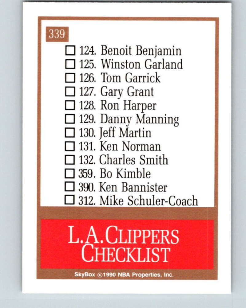 1990-91 SkyBox #339 Los Angeles Clippers TC Mint Los Angeles Clippers  Image 2