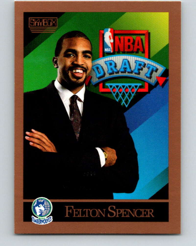 1990-91 SkyBox #361 Felton Spencer Mint RC Rookie Minnesota Timberwolves  Image 1