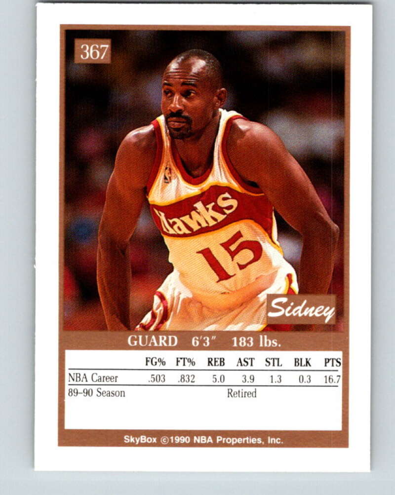 1990-91 SkyBox #367 Sidney Moncrief Mint Atlanta Hawks  Image 2