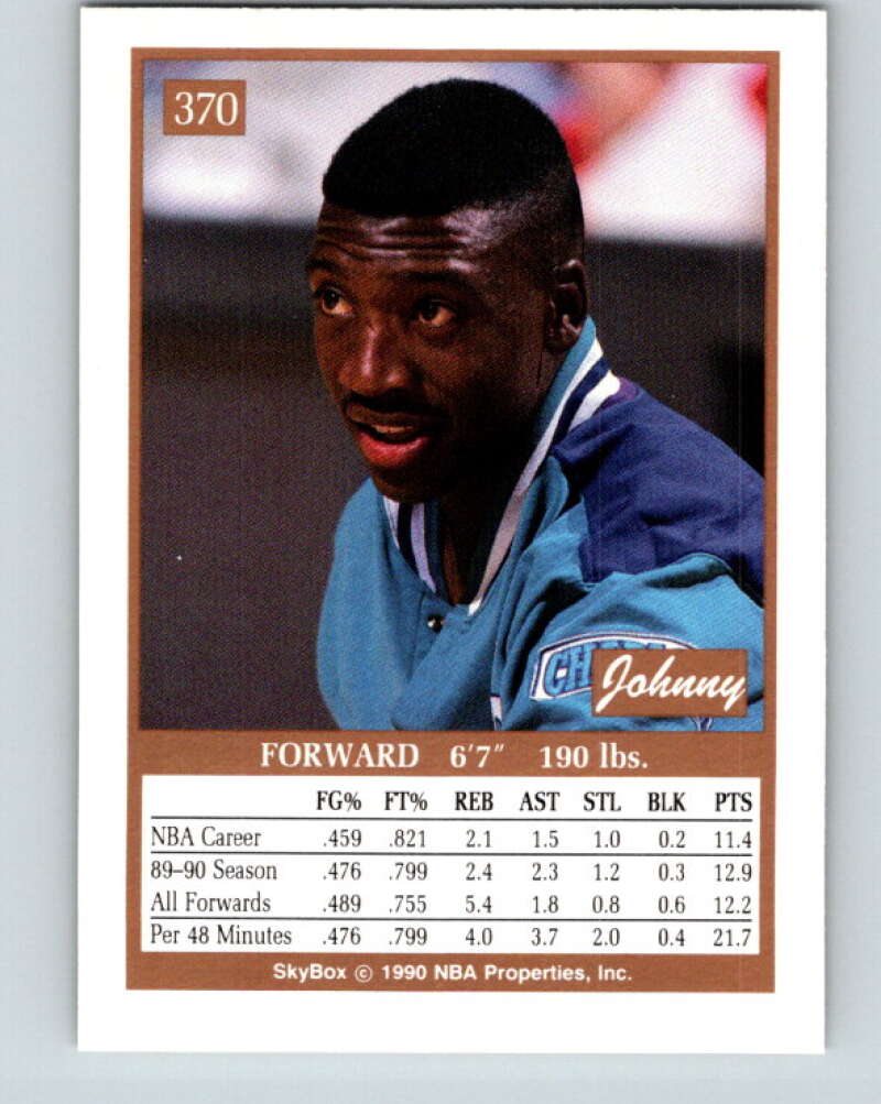 1990-91 SkyBox #370 Johnny Newman Mint Charlotte Hornets  Image 2
