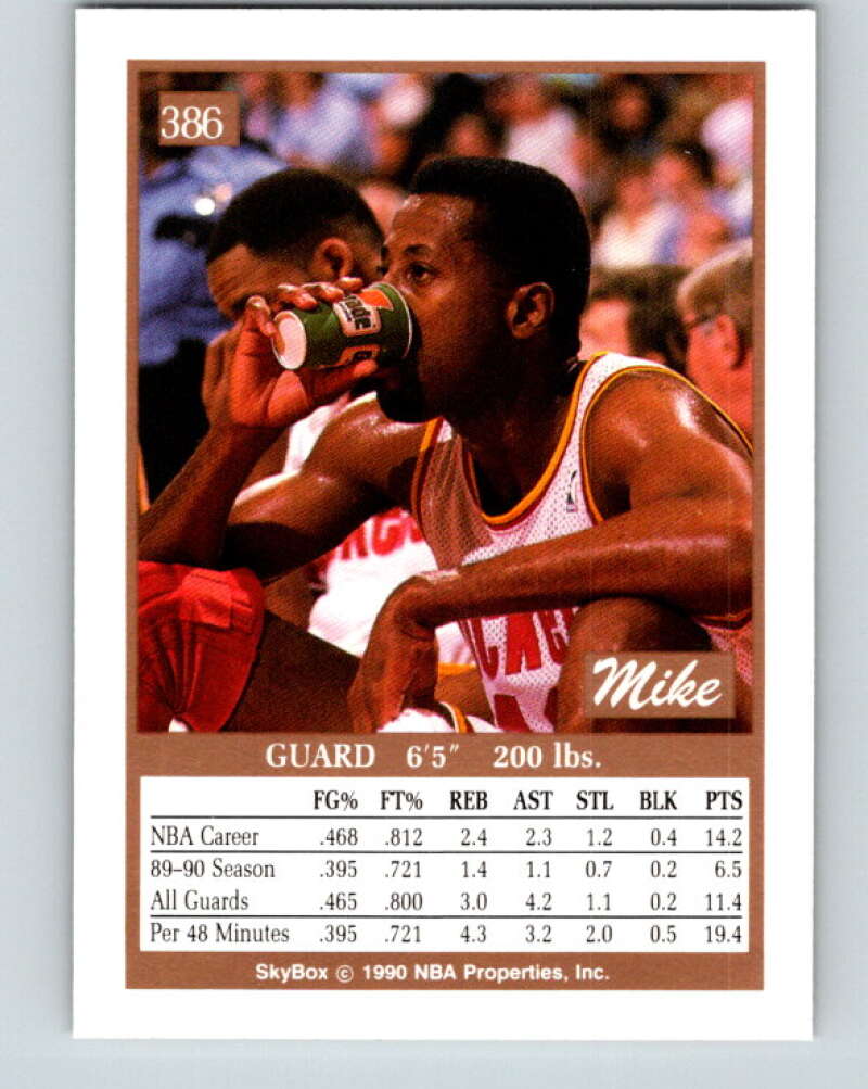 1990-91 SkyBox #386 Mike Woodson Mint Houston Rockets  Image 2