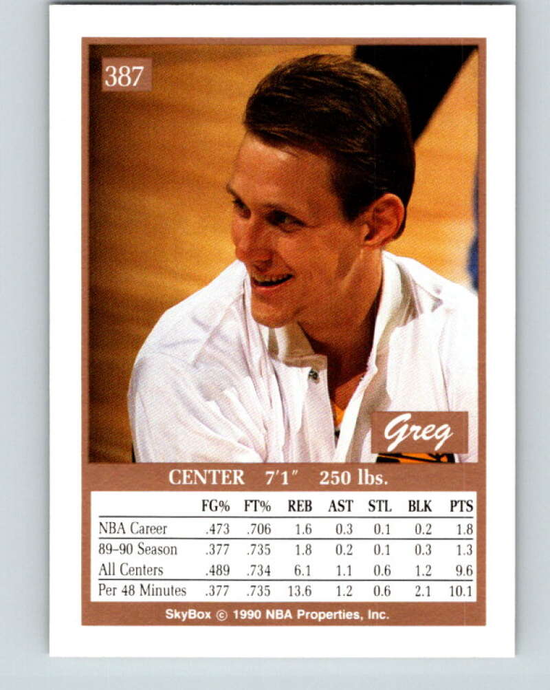 1990-91 SkyBox #387 Greg Dreiling Mint RC Rookie Indiana Pacers  Image 2
