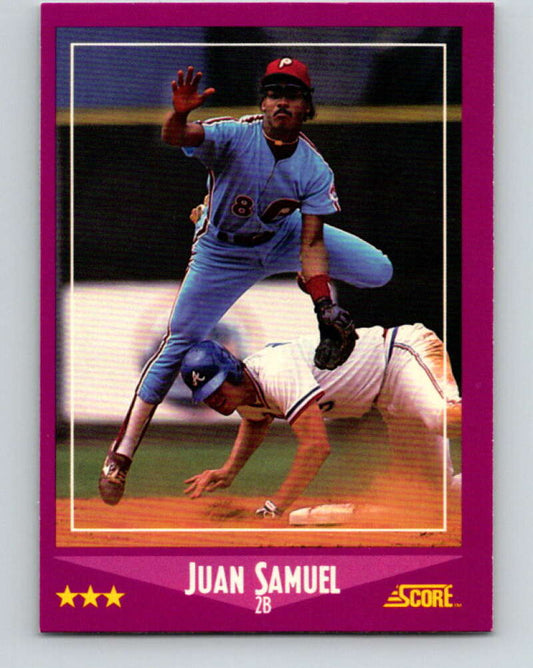 1988 Score #32 Juan Samuel Mint Philadelphia Phillies  Image 1