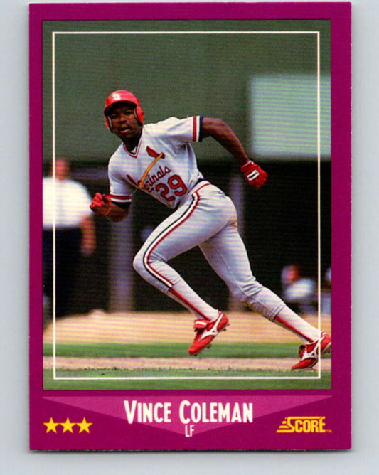 1988 Score #68 Vince Coleman Mint St. Louis Cardinals  Image 1