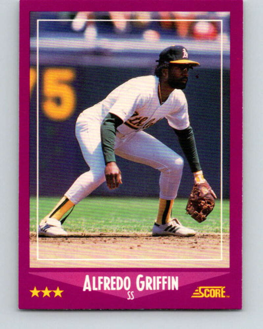 1988 Score #88 Alfredo Griffin Mint Oakland Athletics  Image 1