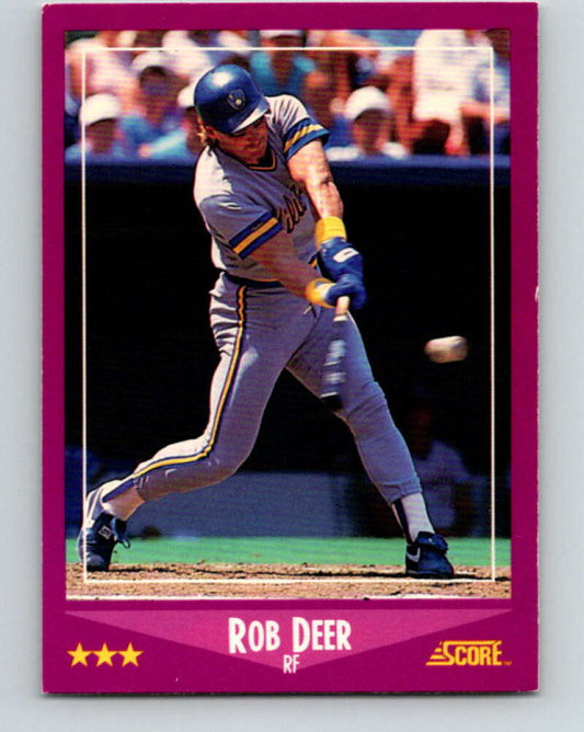 1988 Score #95 Rob Deer Mint Milwaukee Brewers  Image 1